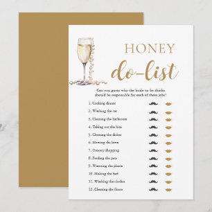 Goldene Perlen und Prosecco Honey Do List Braut-Sp Einladung