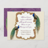 Goldene Pfau-u. Kalligraphie-Empfangs-Einladung Einladung (Vorne/Hinten)