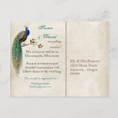 Goldene Pfaue & Wirbel - Save the Date Postkarte (Rückseite)