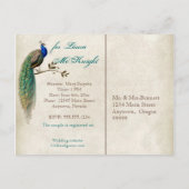 Goldene Pfaue & Wirbel - Save the Date Postkarte (Rückseite)