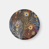 Goldene Pfauenfedern: dunkles Muster. Magnet (Vorne)