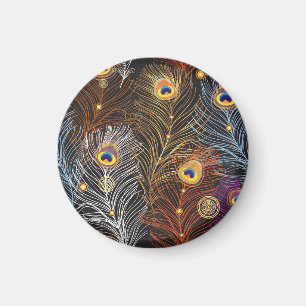 Goldene Pfauenfedern: dunkles Muster. Magnet
