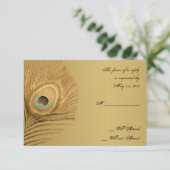 Goldene Pfauenkarte RSVP Karte (Stehend Vorderseite)