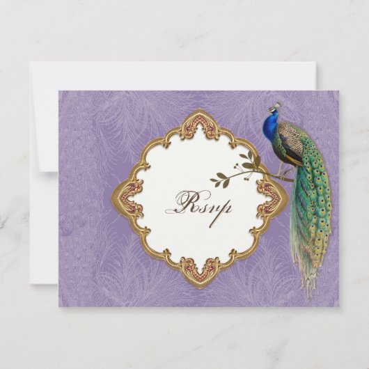 Goldene Pfauenschutz- und Kalligrafie-UAWG RSVP Karte (Rückseite)