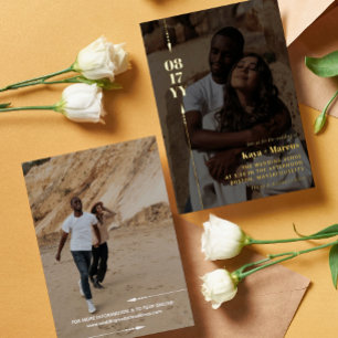 Goldene Pfeile & Datum Foto Hochzeit Gold Folieneinladung