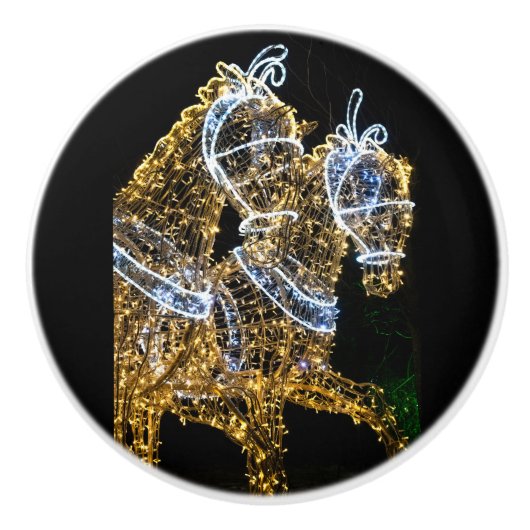 Goldene Pferde Keramikknauf (Vorderseite)