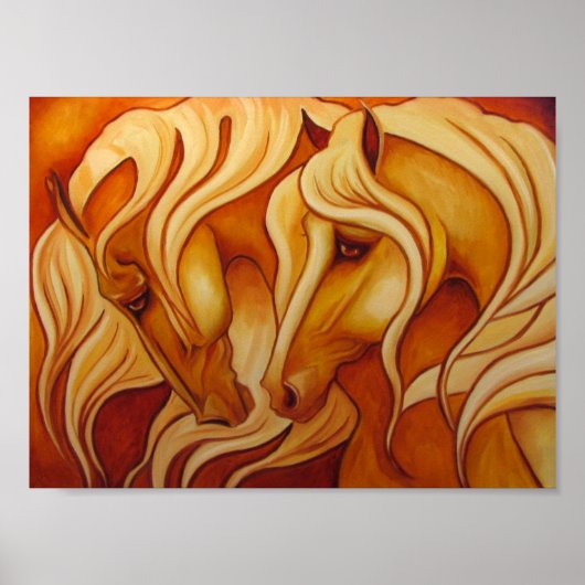 Goldene Pferde Print Poster (Vorne)