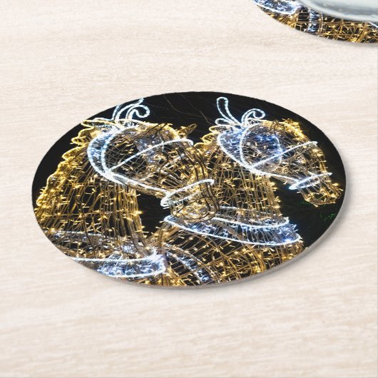 Goldene Pferde Runder Pappuntersetzer (Angewinkelt)