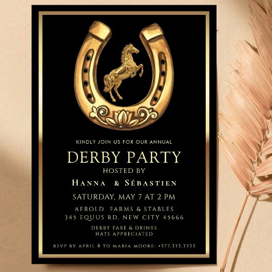 goldene Pferderby-Party Equestrian Einladung