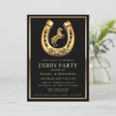 goldene Pferderby-Party Equestrian Einladung (Stehend Vorderseite)