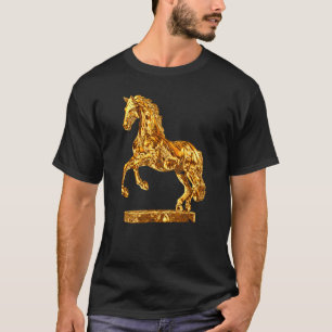 Goldene Pferdeskulptur-Statue 2 T-Shirt