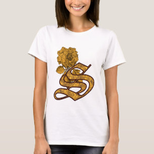 Goldene Pfingstrose Elegantes Monogramm Anfangsbuc T-Shirt