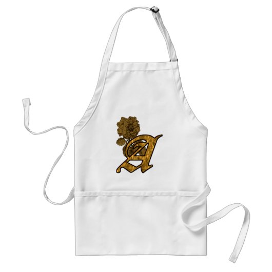 Goldene Pfingstrose Elegantes Monogramm Initiale A Schürze (Vorne)