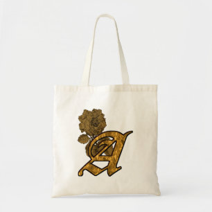 Goldene Pfingstrose Elegantes Monogramm Initiale A Tragetasche