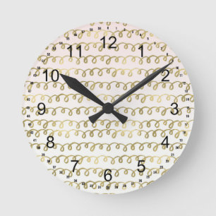 Goldene Pfirsich-Schleife Runde Wanduhr