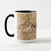 Goldene Pfirsichblätter Glitzer Leopard Tasse (Links)