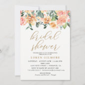 Goldene Pfirsichblütendusche Einladung (Vorderseite)