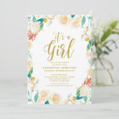 Goldene Pfirsichblütendusche Einladung (Stehend Vorderseite)