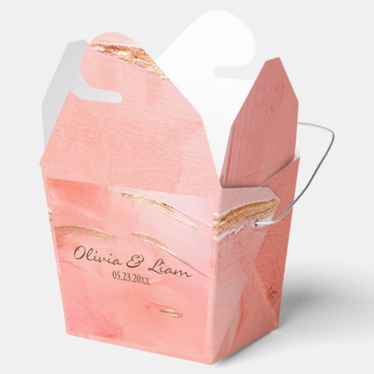 Goldene Pfirsichfarben Abstrakter Name Moderne Hoc Geschenkschachtel (Geöffnet)