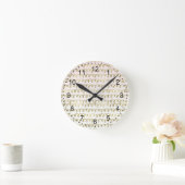 Goldene Pfirsichquiggle Runde Wanduhr (Zuhause)