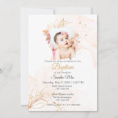 Goldene Pfirsichtaufe Einladung (Vorderseite)