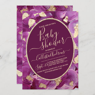 Goldene Pflaume Lilac Acrylic Brushhub Babydusche Einladung