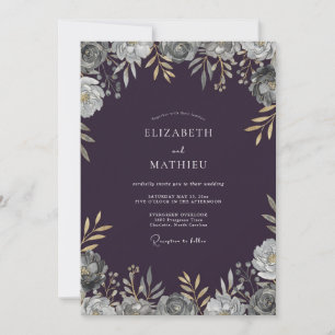 Goldene Pflaumenblätter weiche Eukalyptus-Hochzeit Einladung