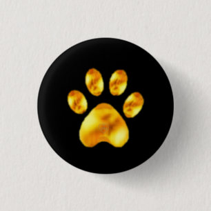 Goldene Pfote auf Schwarz Button