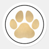 Goldene Pfoten Lover Paw Print Holiday Runder Aufkleber (Vorderseite)