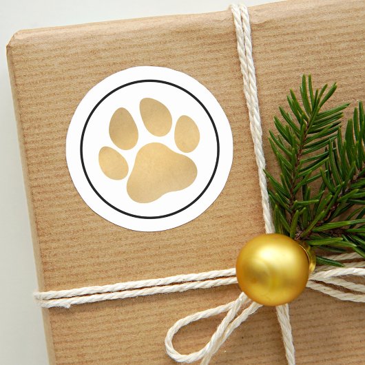 Goldene Pfoten Lover Paw Print Holiday Runder Aufkleber