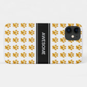 Goldene Pfoten und Kalligraphie auf schwarz-weiß Case-Mate iPhone Hülle (Rückseite (Horizontal))