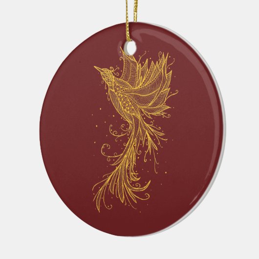 Goldene Phoenix-Rot-Verzierung Keramik Ornament (Links)