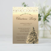 Goldene Pine Tree, Dots Corporate Christmas Party Einladung (Stehend Vorderseite)