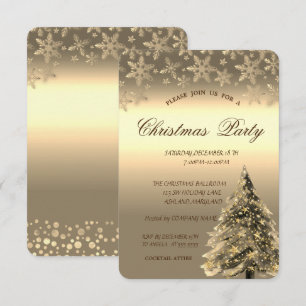 Goldene Pine Tree, Dots Snowflakes Weihnachtsgebäc Einladung