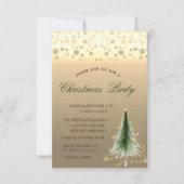 Goldene Pine Tree, gepunktetes Weihnachtsfest-Part Einladung (Vorderseite)
