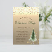 Goldene Pine Tree, gepunktetes Weihnachtsfest-Part Einladung (Stehend Vorderseite)