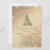 Goldene Pine Tree, goldenes Weihnachtsfest Party Einladung (Vorderseite)