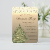 Goldene Pine Tree, Sterne, Dots Weihnachts-Party Einladung (Stehend Vorderseite)