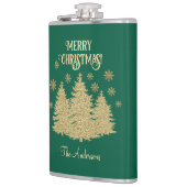 Goldene Pine Trees Gold Schneeflocken Flachmann (Links)