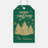 Goldene Pine Trees Gold Schneeflocken Geschenkanhänger (Vorderseite)