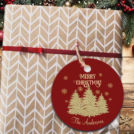 Goldene Pine Trees Gold Schneeflocken Geschenkanhänger