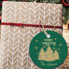 Goldene Pine Trees Gold Schneeflocken Geschenkanhänger