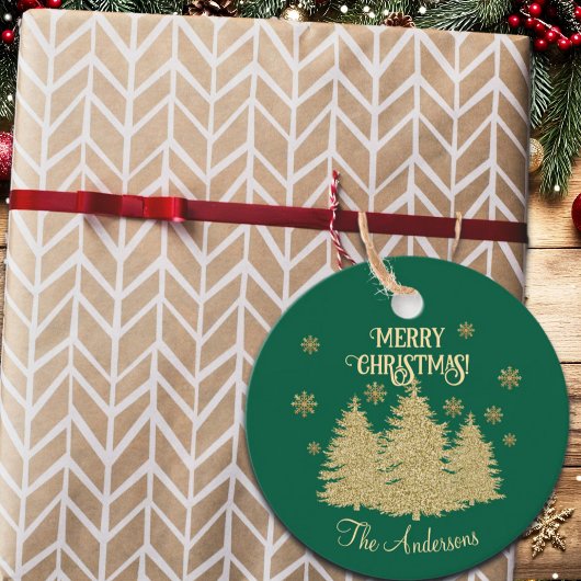 Goldene Pine Trees Gold Schneeflocken Geschenkanhänger