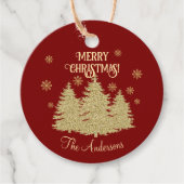 Goldene Pine Trees Gold Schneeflocken Geschenkanhänger (Vorderseite)