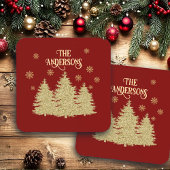 Goldene Pine Trees Gold Schneeflocken Getränkeuntersetzer