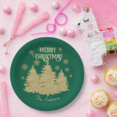 Goldene Pine Trees Gold Schneeflocken Pappteller (Party)