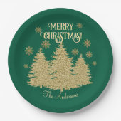 Goldene Pine Trees Gold Schneeflocken Pappteller (Vorderseite)