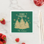 Goldene Pine Trees Gold Schneeflocken Serviette (Beispiel)
