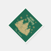 Goldene Pine Trees Gold Schneeflocken Serviette (Ecke)