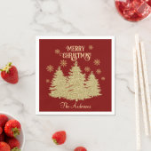 Goldene Pine Trees Gold Schneeflocken Serviette (Beispiel)